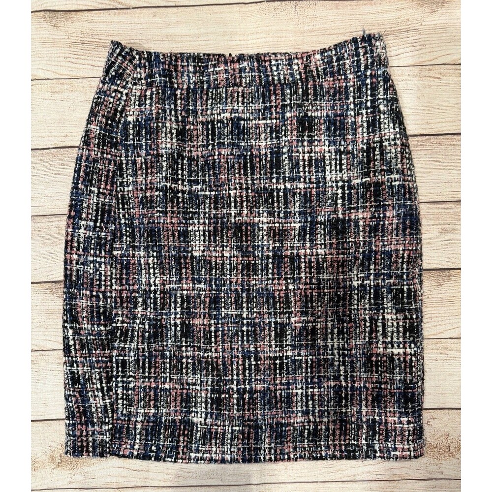 NWT Ann Taylor LOFT Womens Pink & Black Tweed Straight Pencil Skirt Size 6
